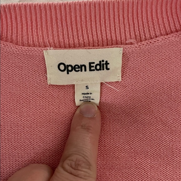 Open Edit Pink V-Neck Sweater - S - Picture 2 of 3